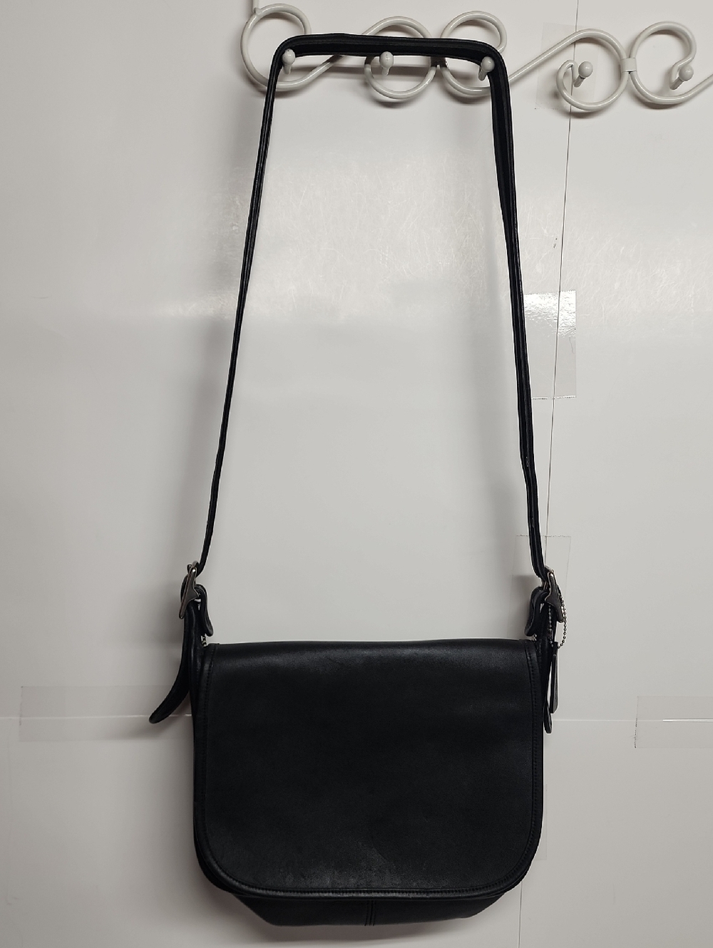 COACH Vintage PATRICIA LEGACY Classic Black Leather Crossbody SADDLEBAG K2Z-9951